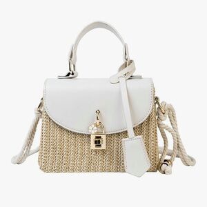 🆕 Straw Square Bag Straw Beach Bags For Women Rattan Purses Straw Crossbody